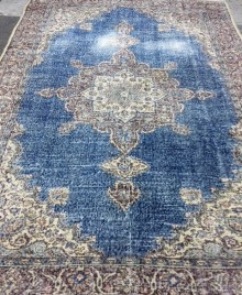 Vintage tapijt handgeknoopt 195 x 295 blue medaillon