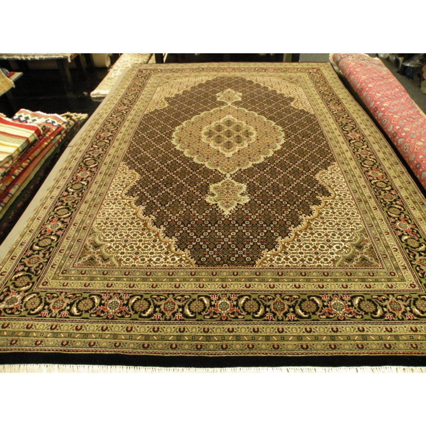Oosters Tabriz zwart/groen | Karpetwereld