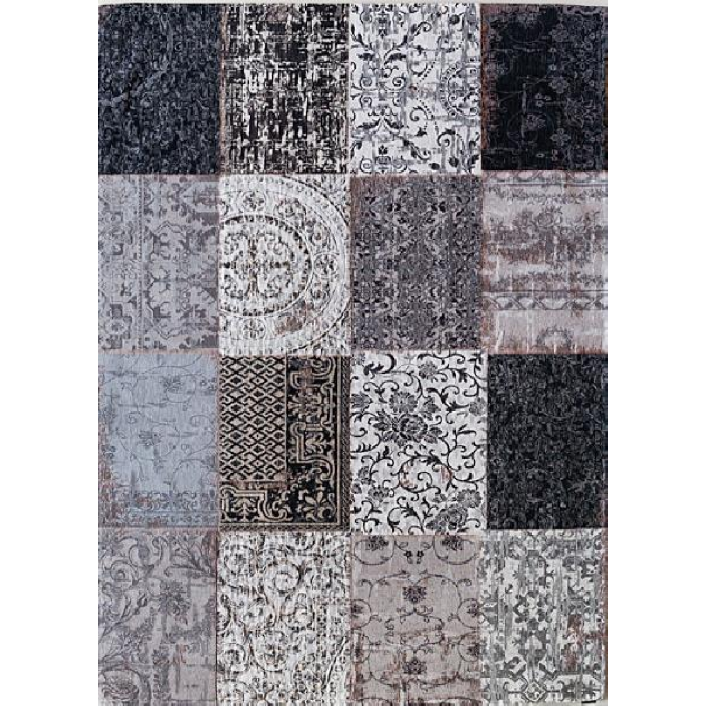 vloerkleed Vintage Multi Black and White 8101
