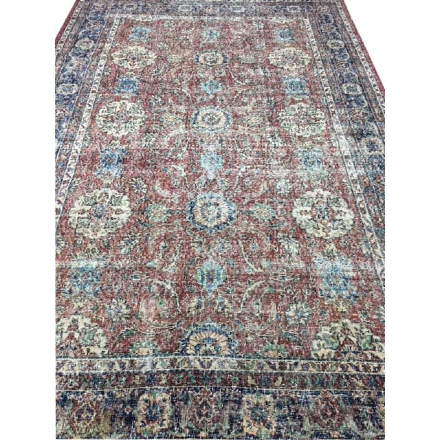 vintage rood met blauwe rand