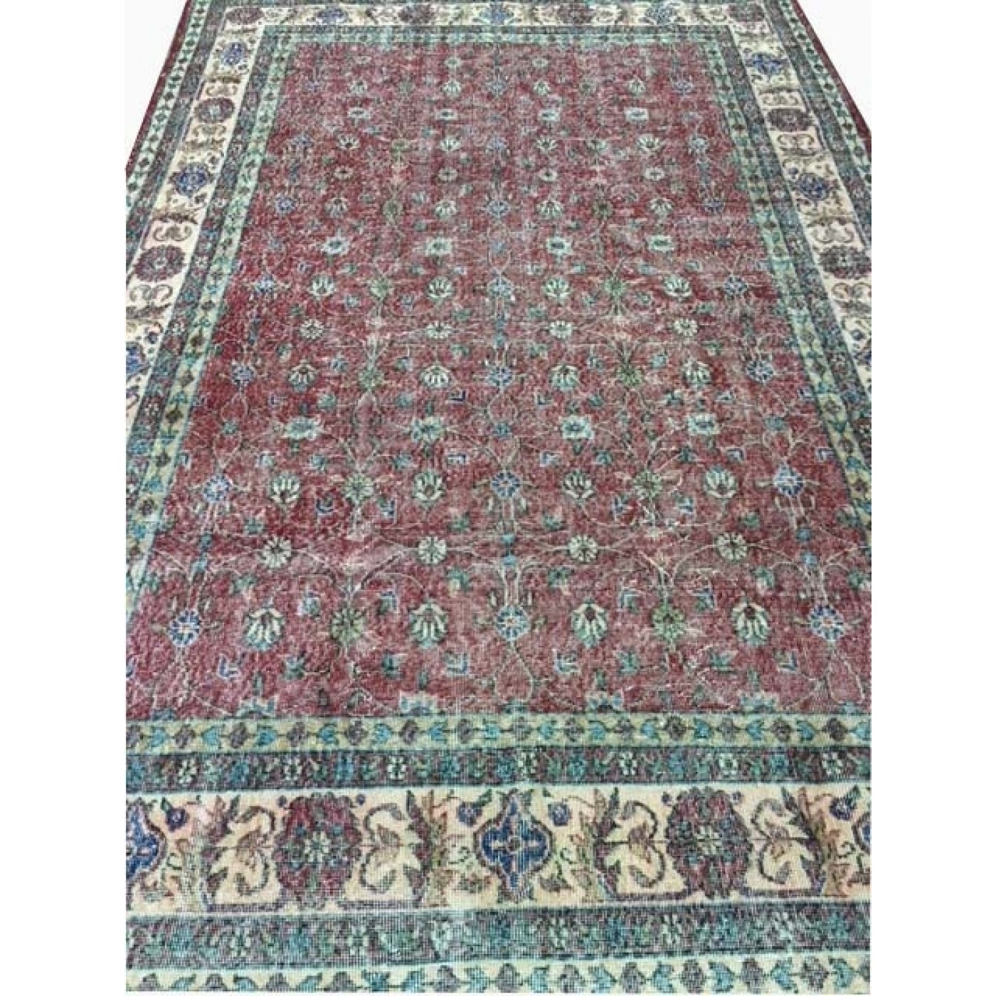 vintage rood met beige rand